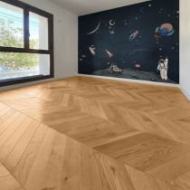 	<br />
Parquet Chêne Massif Point de Hongrie Vernis Naturel 13mm x 85mm<br />
