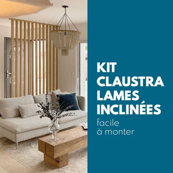 Kit Claustra Bois Chêne Massif Lames Inclinées Sur-Mesure