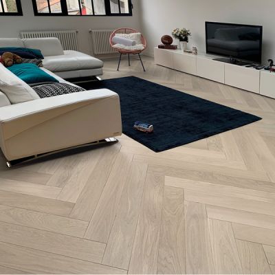 Parquet B�tons Rompus Ch�ne Massif Vernis Aspect Bois Brut