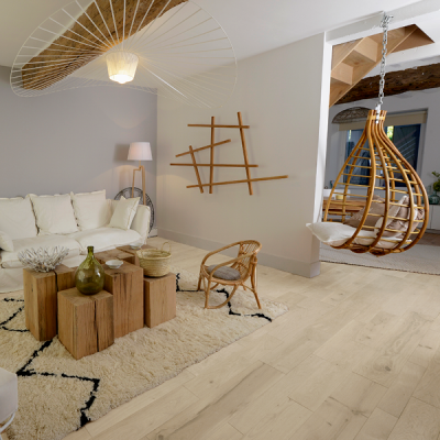 Parquet ch�ne massif � la Fran�aise Verni Blanc de Lin