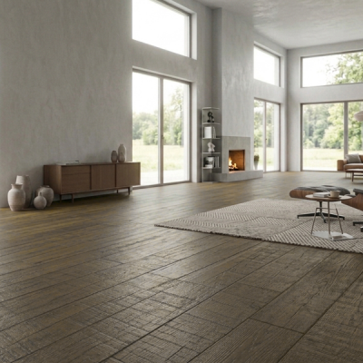 PARQUET CH�NE MASSIF ASPECT SCIE GRIS LOFT