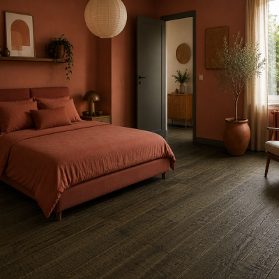 PARQUET CH�NE MASSIF ASPECT SCIE Terre d\'ombre