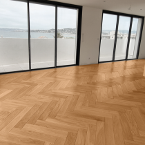 Parquet Ch&ecirc;ne Massif B&acirc;ton Rompu Vernis Naturel 14mm