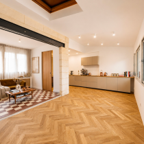 Parquet Ch&ecirc;ne Massif B&acirc;tons Rompus Vernis Naturel. EP. 20mm