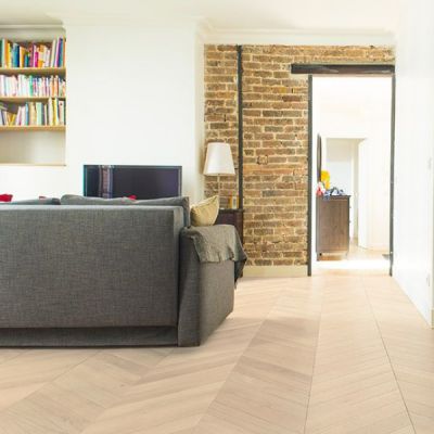 PARQUET CH�NE MASSIF Point de Hongrie - Huil� Aspect BOIS BRUT - 130mm de large