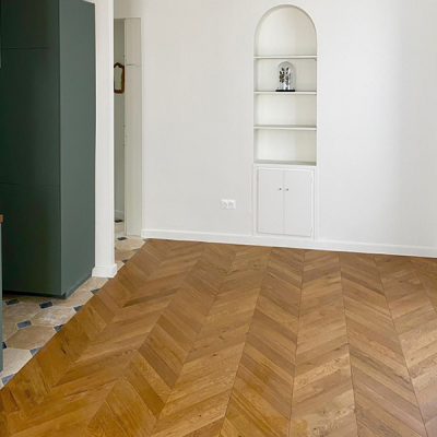 PARQUET CH�NE MASSIF Point de Hongrie - Huil� TH� - 600mm longueur