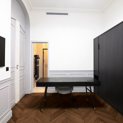PARQUET CH�NE MASSIF Point de Hongrie - Verni NOYER - 600mm longueur