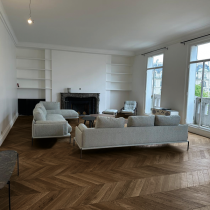 PARQUET CH&Ecirc;NE MASSIF Point de Hongrie - Vieilli Century Huil&eacute; Caf&eacute; - 600mm longueur