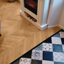 Parquet Ch&ecirc;ne Massif Point de Hongrie Vernis Naturel 14mm