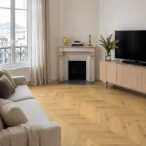 Parquet Ch&ecirc;ne Massif Point de Hongrie Vernis Naturel. EP. 13mm, LARG. 85mm